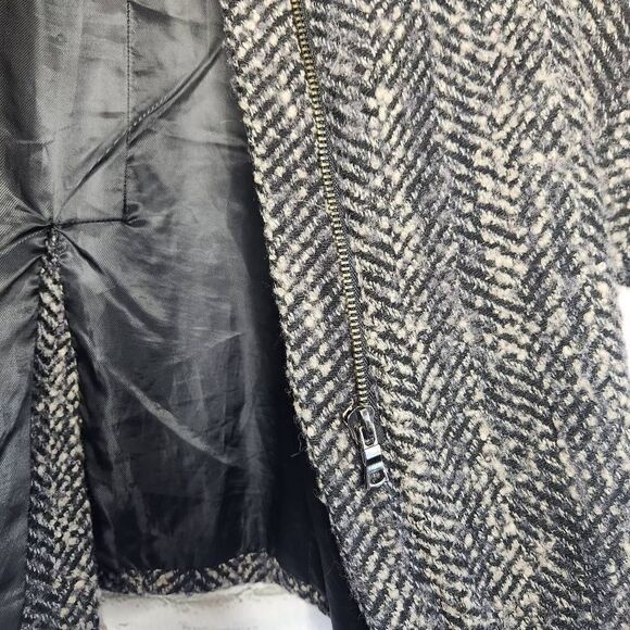 Zara Basic Women's Gray Textured Tweed Full Zip Lined Hooded Coat Size Small - Picture 10 of 15